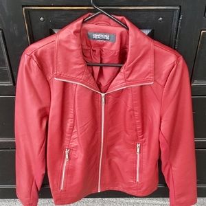 Kenneth Cole Reaction Vegan Leatherette Red Jacket